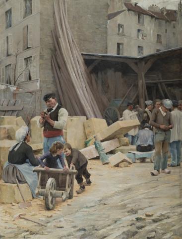 André BROUILLET (Charroux, 1857 – Couhé Vérac, 1914)  Un chantier, 1883