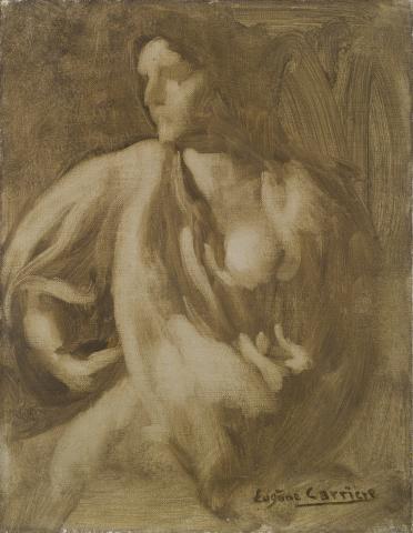 Eugène CARRIERE (Gournay-sur-Marne, 1849 – Paris, 1906) Femme au sein nu, 1892-1894
